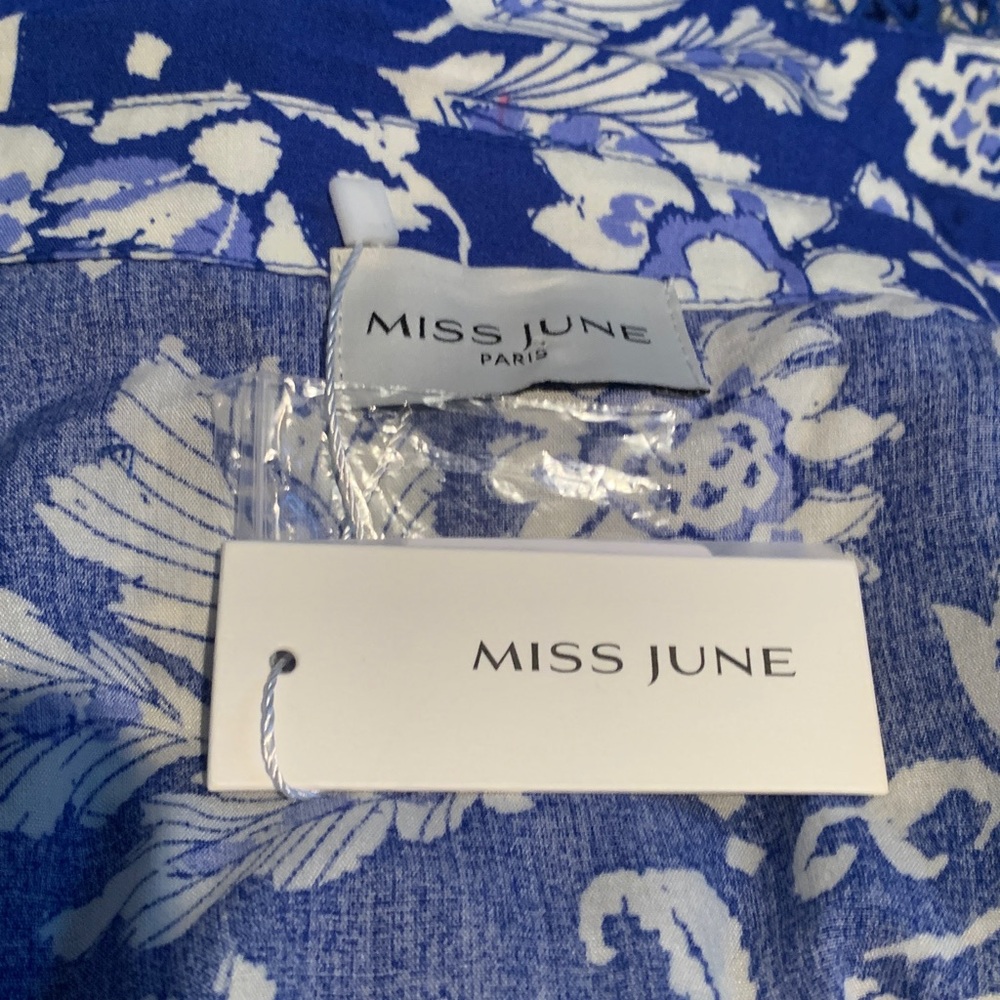 Miss June Paris ~ Chiara Dress /Elegant Blue Floral Long Sleeve Dress
Size F - Picture 9 of 9